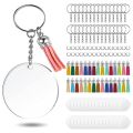 Acrylic Keychain Blank Set, Transparent Round Acrylic Blank Bulk (5 Inches), Suitable for Vinyl Resin Craft Project DIY. 