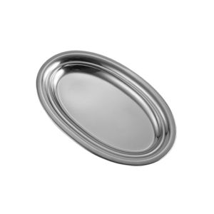 FORUM Stainless Steel Elliptical Steamed Fish Plate Lagre Capacity Korean Style Snack Tray Multifunctional Gold/Silver Barbecue Dish Fried Chips