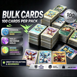 Pokemon Bulk Cards 100 Piece Cards Per Pack Common/Uncommon Rare Holo Reverse Holo Mixed English/Japanese/Chinese Cards Great For Collectors & Beginners