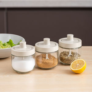 Expandable Seasoning Jar Moisture-proof Seasoning Bottle Salt Shaker Seasoning Jar Wooden Tray Kitchen
