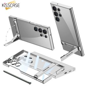 Kisscase Cho Samsung S24ultra Trường Hợp trong suốt siêu mỏng bằng nhựa TPU mạ điện khung vỏ mềm Trường Hợp vỏ lưng bảo vệ chống sốc Cho Galaxy S24 Ultra Plus 5G