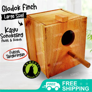 SEMPATI Glodok Finch Vol 2 Glodok Kotak Kayu Sarang Burung Ternak Finch Kenari Emprit Gelatik Pipit Gould Amadine Glodokan Rumah Kayu Polos Sangkar Kandang Wadah Tempat Telur Bertelur Burung Kecil Burcil Nest Box Nest Bird