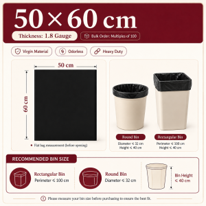 50/100Pcs Heavy Duty Trash Bags / Garbage Bags(S–XL) Thickened Enlarged Black Plastic Garbage Bag