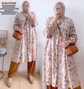 SETELAN LONG TUNIK MALIKA RAYON MIX CRINKLE SETELAN WANITA TERBARU 2024/BAJU SETELAN TUNIK TRENDY 2025