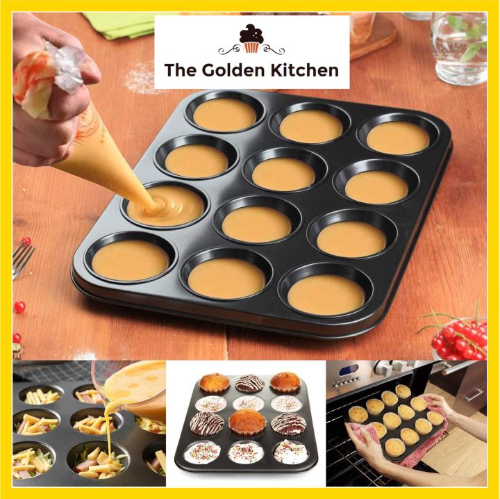 Black Gold Colour Bakeware Cake Mould 6/12 Holes Non-Stick Mini