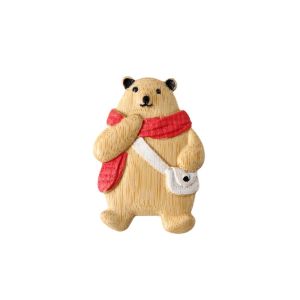 ETQT Guitar Bear Sweater Wooden Brooch Corgi Dog Scarf Bear Badge Exquisite Cartoon Animal Pin Clothing Accessory