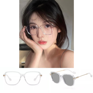 CHARMRAY Photochromic anti radiation TR90 square frame eyeglasses women men Myopia glasses Grdae:0 —— -400