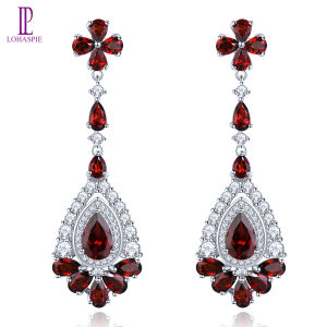 Lohaspie เครื่องประดับ8.5กะรัตต่างหูหมุดเงิน925แท้โกเมนธรรมชาติสตั๊ดต่างหูด้วยหินโกเมนแท้ๆต่างหูต่างหูหินวันเกิดเครื่องประดับผู้หญิง