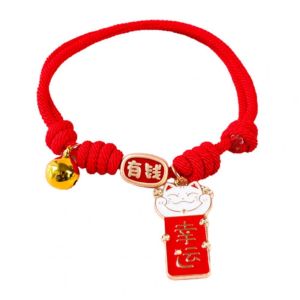CARING PETS Chinese Style Pet Bell Necklace Adjustable Cute Puppy Collar Fashion Handmade Braided Cat Collar Jewelry Accessories