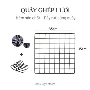 Quây ghép chó con (bộ 10 miếng kèm sẵn chốt + dây rút cố định) Hỗ trợ dạy cún vệ sinh đúng chỗ | BossDog