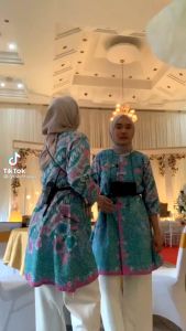Tey-17 Batik wanita ASJ SA HRB026 Kenongo Kemeja Tosca