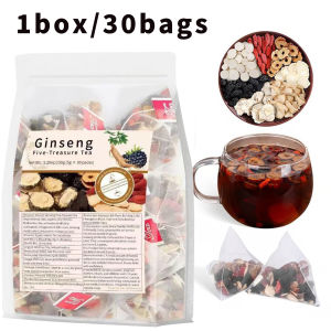 人参五宝茶/人参桑葚红枣枸杞茶补肾强身茶 30包/盒 支持男性肾虚肾透支 Ginseng Five Treasures Tea/Ginseng Mulberry Red Dates Goji Berry Tea 30 packs/box of kidney tonifying tea supporting male kidney deficiency and kidney overdraft