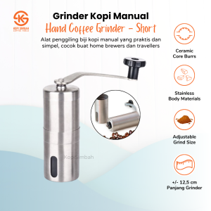 Portable Hand Coffee Grinder Alat Penggiling Biji Kopi Manual Model Pendek Short Stainless Steel