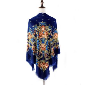 CANICECA 130×130cm Womens Shawl Scarves Thin Breathable Russian National Square Scarf Fashion Luxury Ethnic Shawl Bandana Summer
