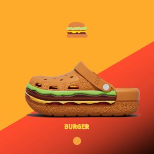 Women Summer funny Burger Platform Slides Food Design Chunky Thick Sole Clogs Breathable Hollow Casual Beach Sandals Slippers2026