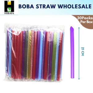 *[WHOLESALE - 1 BOX/3000 PCS] Transparent Boba Straw 21cm/ Disposable straw / Black