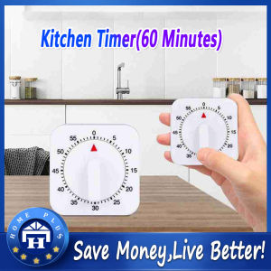 【Local delivery】 60 Minutes Kitchen Timer Count Down Alarm Reminder White Square Shape Mechanical Timer for Kitchen Food Preparation Mechanical-Timer