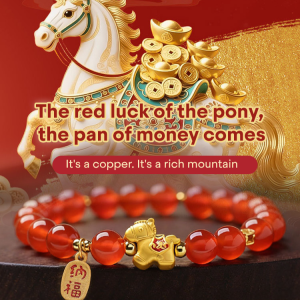 Good Luck Little Horse Red Agate Cinnabar Bracelet