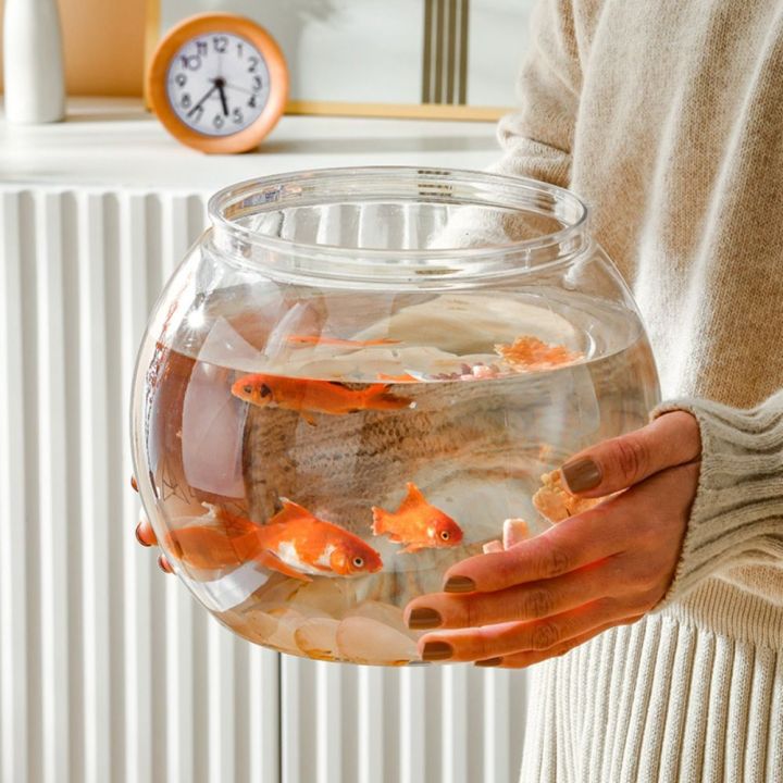 JNFGTV Clear Transparent Round Fish Tank Plastic Portable Fish Bowl Good View Small Aquarium Bowl Living Room