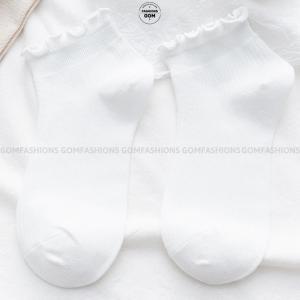 Tất nữ cổ thấp mẫu tai bèo vớ cổ thấp nữ trơn màu chất liệu cotton êm mềm mịn mát - NGANCOBEO-FIVE-2004-1DOI