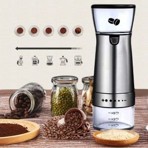 USB Rechargeable Electric Grinder Mill Machine Stainless Steel for Coffee Beans Nuts Spices Grains Kitchen Automatic Abrade Tool