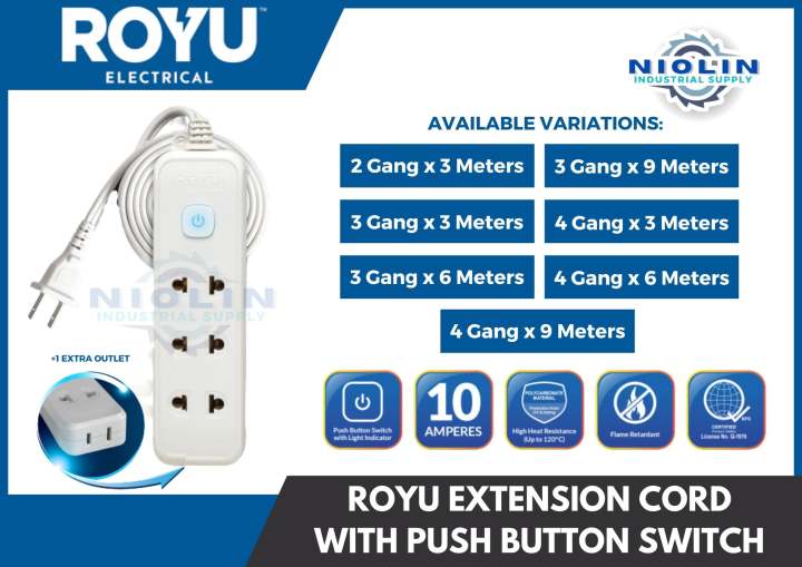 ROYU Extension with Push Button Switch | Lazada PH