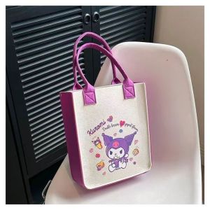2024 New Sanrio Hello Kitty Felt Tote Bag Kuromi Cinnamoroll My Melody Cartoon Cute Girl Fashion Large Capacity Portable Crossbody Bag Girl Gift