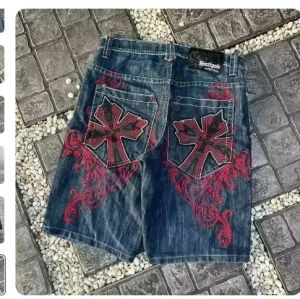 Vintage Diamonds Graphic Baggy Denim Shorts New Goth Y2K Fashion Harajuku Casual High Waist Wide Leg Shorts Streetwear2026