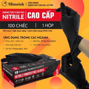 20 Chiếc Găng Tay Cao Su Đen Nitrile Không Bột Bao Tay Cao Cấp