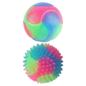 Colorful Pet Ball With Flashing Light For Indoor Outdoor Night time Activity Glowing Bouncing Ball for Dog Fetching