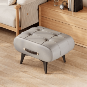 BESTIT PU Leather Foot Stool High Rebound Space Saving Shoe Changing Stool with Handle Multifunctional Sofa Home
