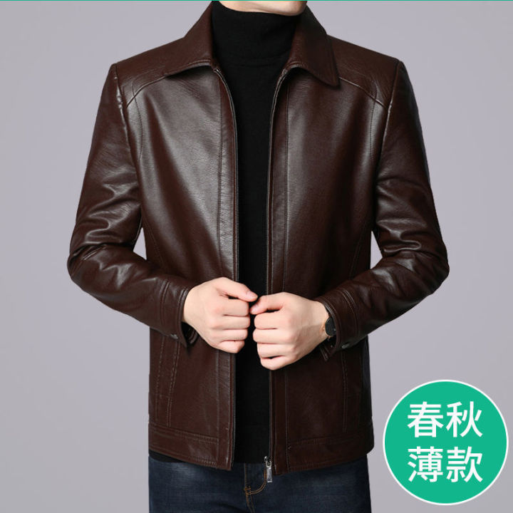 Leather Jacket Men's Autumn Middle-aged and Elderly Jacket Men's Casual ...