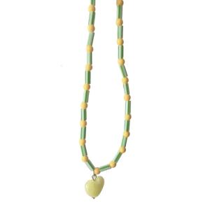 Heart Beaded Necklace Unique Neck Heart Pendant Necklace Resin Texture Fashion Necklace for Fashion Ladies