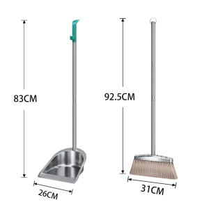 304 stainless steel broom and dustpan set rust proof easy to clean portable household cleaning set