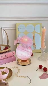 Rechargeable Champagne Rose Night Light Atmosphere Creative Table Lamp Rose Flower Lamp Ornament Valentines Day Romantic Gift