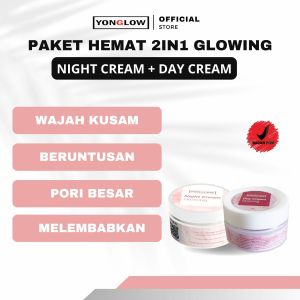 Yonglow Skincare Paket 2in1 Day Cream Night Cream Malam Pembersih Pemutih Kulit Wajah