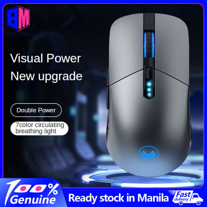 [🇵🇭 Stock&COD] Wireless Mouse For Laptop Bluetooth Mouse Rechargeable Silent Breathing Light 3 Level Adjustable DPI 800/1200/1600 Battery Indicator Ergonomic mouse With USB Receiver