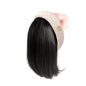 BAIXL Korean Style Synthetic Headband Wigs Clip in Fake Hair Short Straight Bob Wig Heat Resistant Fiber Hair Extension Half Headband Wig