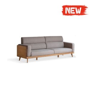 Small Space Solid Wood High-Back Sofa - Minimalist Oak Fabric Living Room