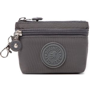 FLYING Waterproof Women Wallet Nylon Solid Color Credit Card Holder Portable with Keychain Mobile Phone Bag Ladies