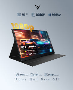 【Local Warehouse】VFLOW Portable Monitor Portable Monitor 16.1 Inch 1080P 144HZ Ultra-Slim for Laptop Monitor 100%SRGB External monitoDual Speakers Extender Display. with Smart Cover for LaptopPC Phone Xbox switch PS4/5【Delivered Whinin 72 Hours】