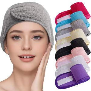 Headband Velcro Facial Wash Headband Thick and Long Cloth Adjustable Elastic Women’s Make Up Spa Headband