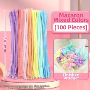 【Ready Stock 】STYLETENK 100/300/400Pcs Flexible Wire Chenille Stems Bendable Plush Craft Stamen Soft Touch Pipe Cleaners for Artificial Flower Making