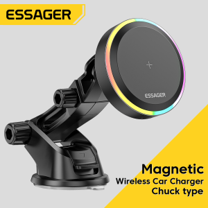 Essager 15W Car Wireless Charger Colorful Atmosphere Light For iPhone Samsung Xiaomi Induction Fast Wireless Charging Pad