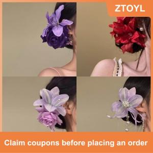 【ZTOYL】 กิ๊บติดผมรูปดอกไม้สไตล์วันหยุดสไตล์โบฮีเมียน1ชิ้นแฟชั่นกิ๊บติดผมดอกไม้ปลอมสำหรับผู้หญิงเด็กผู้หญิง