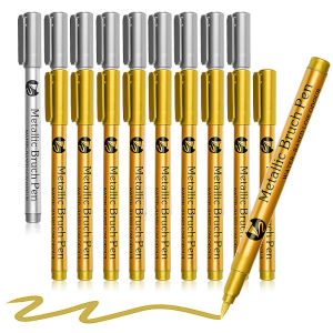 Spidol Permanen Metallic Marker Pen Waterproof 10mm High Gloss Metal Craft Pen - GN-12 - GuangNa - Golden Silver - Stationery Pena Tinta
