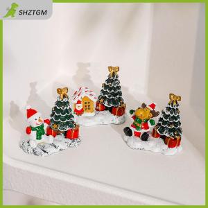 【SHZTGM】 ตกแต่งคริสต์มาสตุ๊กตาหิมะต้นคริสต์มาสกวางเอลก์บ้านหลังเล็กจิ๋วเครื่องประดับภูมิทัศน์หมู่บ้านฤดูหนาว