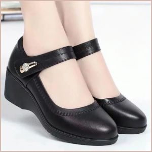 Slope Heeled Single Shoes Leisure Round Toe Shoes Comfort Rhinestone Soft Cushioning Support Outdoor