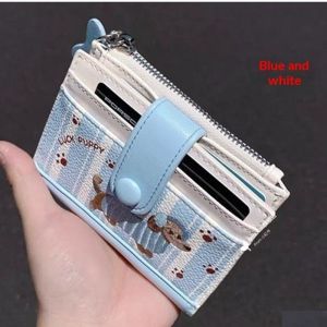 Mettle Vault Cute Puppy Design Mini Wallet for Kids and Women Lightweight Card Holder with Embroidered Dog Pattern and Bone-Shaped Pull Tab