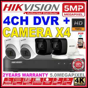 HIK HIKVISION 5MP 4-CHANNEL CCTV Ultra HD 1920P 5.0MP 4CH DVR + Camera Package P2P View on phone support night vision
